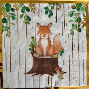 Fox Decoupage Napkins: Whimsical Farm Life Paper Napkins (Set of 3)