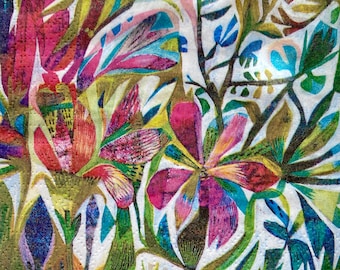 Floral Decoupage Paper Napkins: Pink, Red, and Blue Flowers (Set of 3)