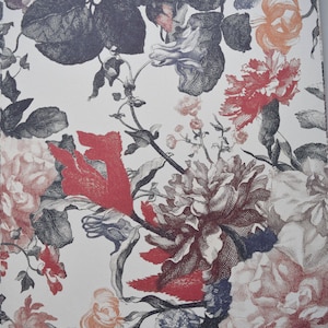 Two Sheets of Floral Paper, Vintage Style, Floral Engraving, Decorative Paper, Floral Decoupage Paper, Wrapping Paper, Scrapbooking