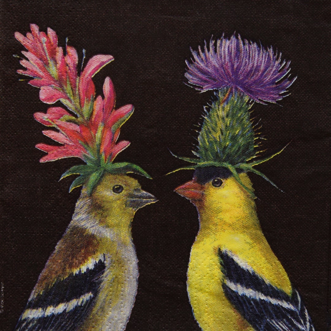 3 Decoupage Napkins, Bird Napkins, Whimsical Paper Napkin, Farm Animal