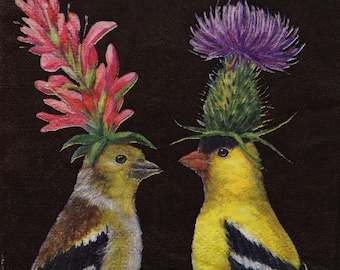 Bird & Flower Decoupage Napkins: Whimsical Paper Crafts (Set of 3)