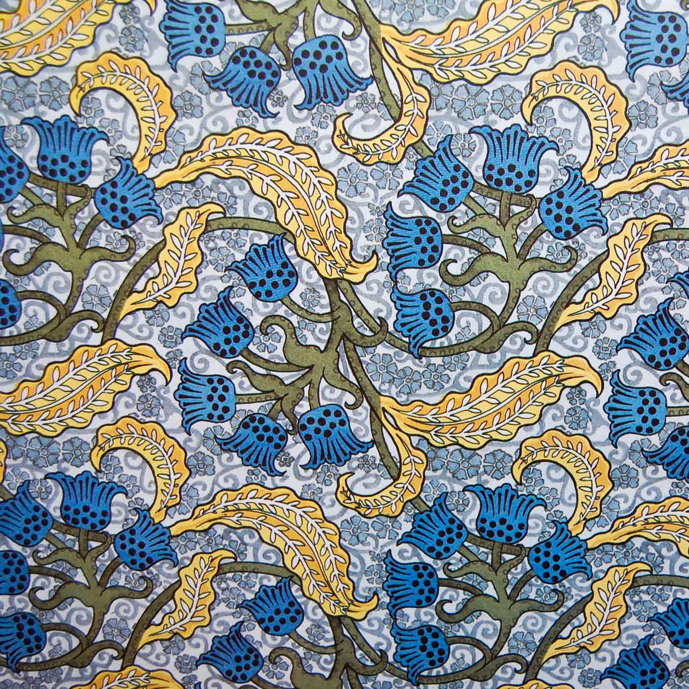 Decorative Paper Art Nouveau Floral in Blue and Yellow Etsy