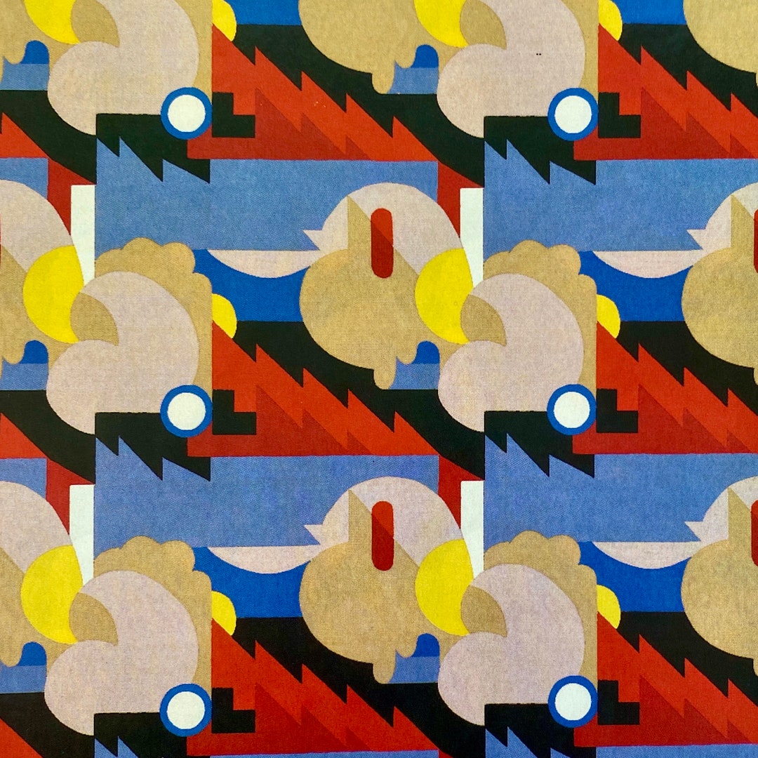 Art Deco Design Paper, Abstract in Purple, Orange and Green, Decorative