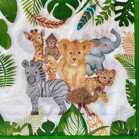 Baby Animals Napkin, 3 Large Decoupage Napkins, Safari Animal Napkins,  Decoupage Supplies, Jungle Animals, Decorative Napkins, Collage Paper -   Israel