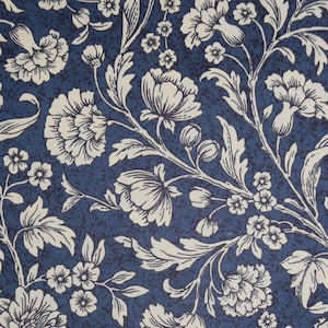 Florentine Paper, Blue and White Floral Motif for Paper Crafts, Decoupage, Collage Paper, Scrapbooking, Italian Paper, 2 Sheets 5&quot; x 4.25&quot;