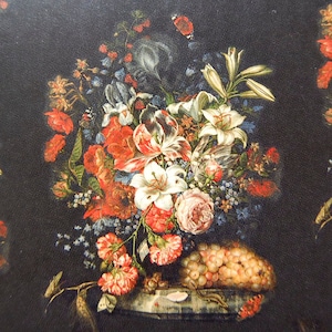 Vintage Still Life, Multi Floral Images, Vase of Flowers on Black, Decoupage Paper, Wrapping Paper, Scrapbooking Paper, Two Sheets