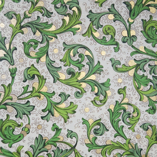 Florentine Paper - 5 x 4.25 inches - Green with Gold Highlights, Two Sheets, Decoupage Paper. Scrapbooking, Collage Paper, Paper Crafts