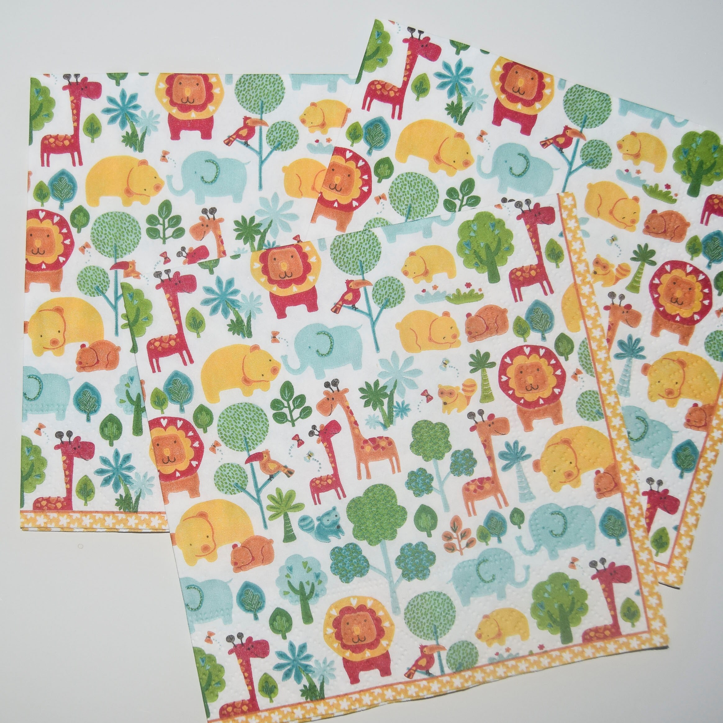 3 Decoupage Napkins Baby Animal Napkins Baby Boy Paper Etsy