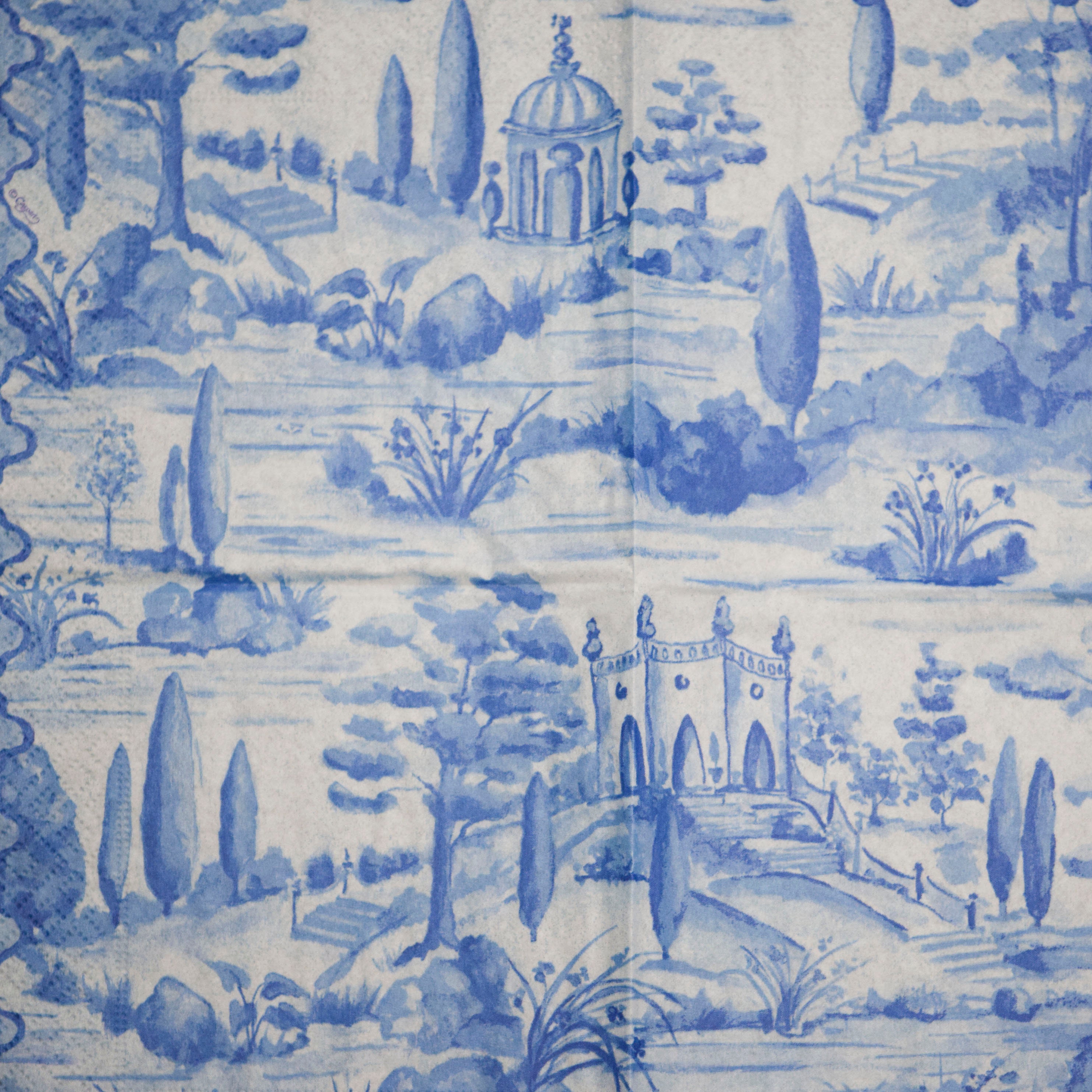 Blue and White Toile Napkins 3 Paper Napkins Decoupage Etsy UK