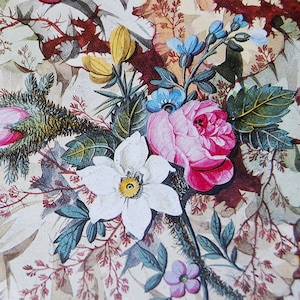 Vintage French Floral Paper: Roses & Blossoms, Decoupage, 2 Sheets
