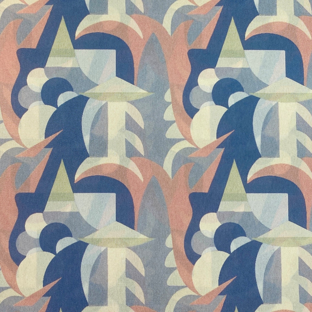 Decoupage Paper, Art Deco Design, Abstract in Blue and Peach
