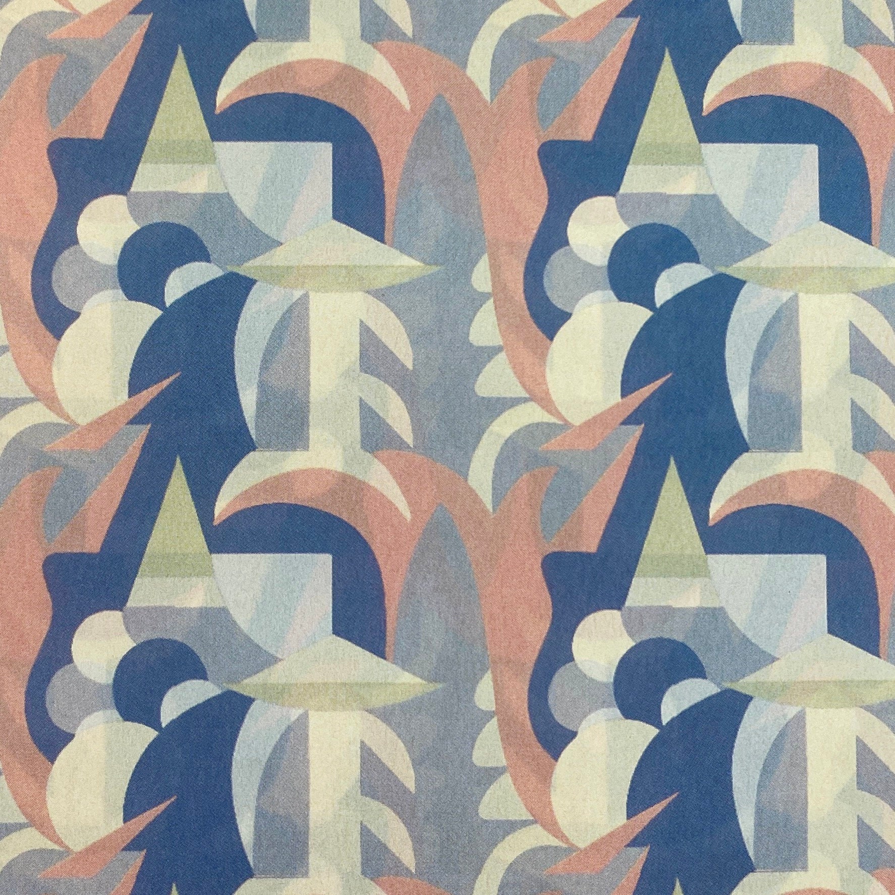 Decoupage Paper, Art Deco Design, Abstract in Blue and Peach ...