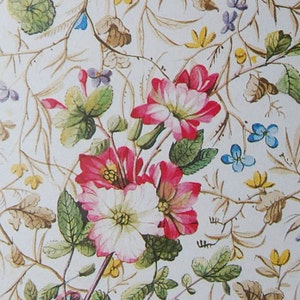 Two Sheets of French Vintage Paper: Country Flowers  and Leaves Decoupage Paper, Wrapping Paper, Paper Pattern, Floral Paper 8.5 x 11 inches