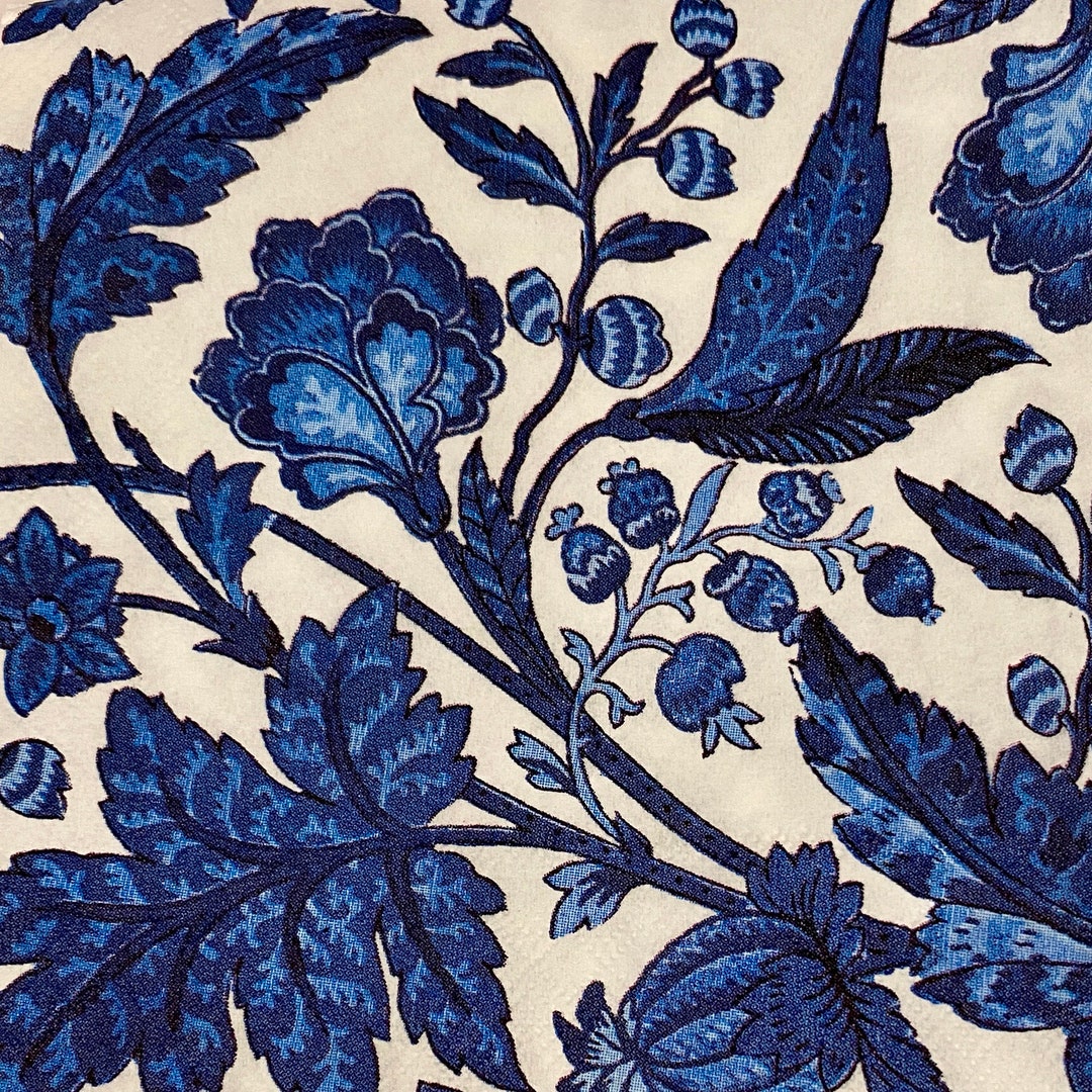 Blue and White Floral Napkins, Floral Paper Napkin, Napkins for