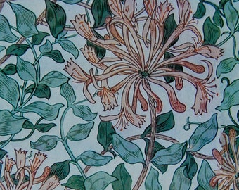 Rare, Out of Print, Vintage William Morris Paper, Decoupage Paper, Honeysuckle and Leaves, Scrapbooking Paper, Art Nouveau Paper, 2 Sheets