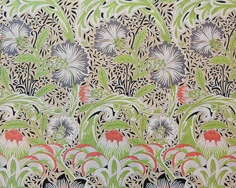 Two Sheets of Vintage William Morris Paper, Matte Decoupage Paper, Leaves and Flowers, Wrapping Paper, Scrapbooking Paper, Collage Paper