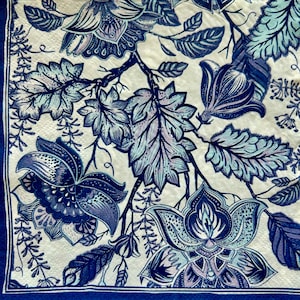 Blue Floral Paper Napkins: Decoupage & Collage (Set of 3)