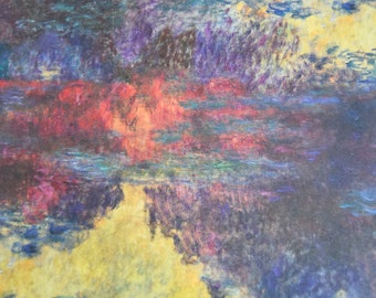 Monet Lilies Paper: Sunset Water Lily Pond Decorative Paper (2 Sheets)