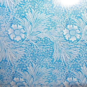Rare, Out of Print, Vintage William Morris Paper, Blue and White, Floral Giftwrap, Scrapbooking Paper, Decoupage Paper, Collage, 2 Sheets