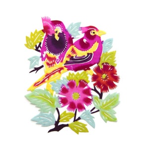 Handmade Chinese Paper-cut: Two Love Birds & Flowers
