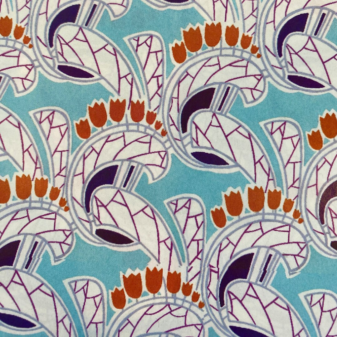 Decorative Paper, Art Nouveau Floral in Blue and Orange, Decoupage Paper, Wrapping Paper, Paper