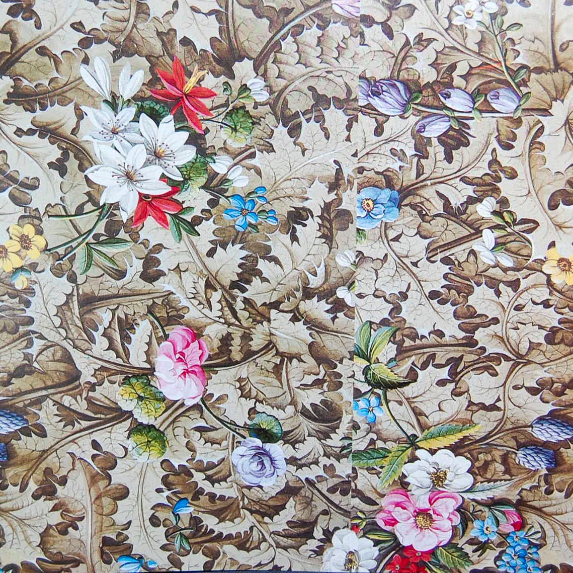 Delicate Floral Paper Decoupage Paper Roses Floral Paper Two Sheets Vintage French Country Paper Wrapping Paper Paper Pattern