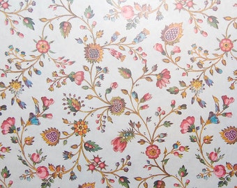 Two Sheets of French Vintage Paper: Pink Blossoms and Vines Decoupage Paper, Wrapping Paper, Paper Pattern, Delicate Floral Paper 8.5 x 11&quot;