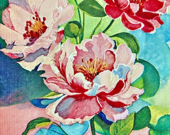 Bold Floral Paper Napkins: Roses Decoupage Napkins (Set of 3)