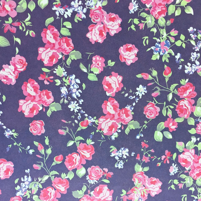 Floral Pattern Two Sheets of Pink Roses Scrapbooking Floral Paper Decoupage Paper Country Flowers Floral Paper Wrapping Paper