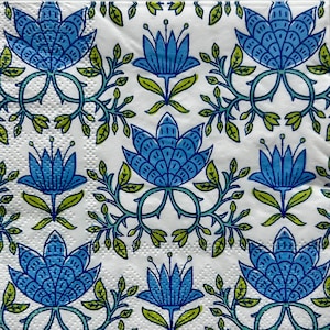 Blue Floral Paper Napkins: Decoupage Craft Supply (Set of 3, 10&quot; x 10&quot;)