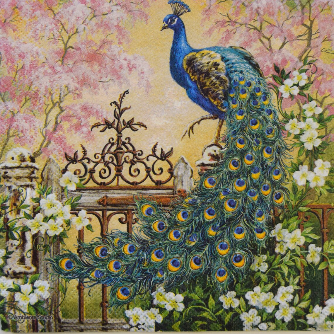 Peacock Paper Napkin Large Floral Napkin Set 3 Napkins for Etsy