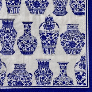 Blue and White Paper Napkin, Chinese Vases, 3 Decoupage Napkins, Paper Napkins, Paper Napkins, Decoupage, Collage, Paper Crafts,Scrapbooking