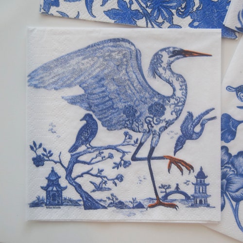 Blue and White Toile Napkins 3 Paper Napkins Decoupage Etsy