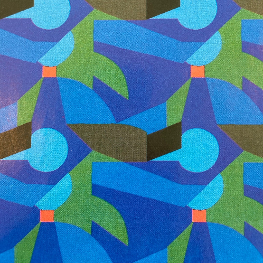 Decoupage, Art Deco Design, Abstract Design in Green and Blue