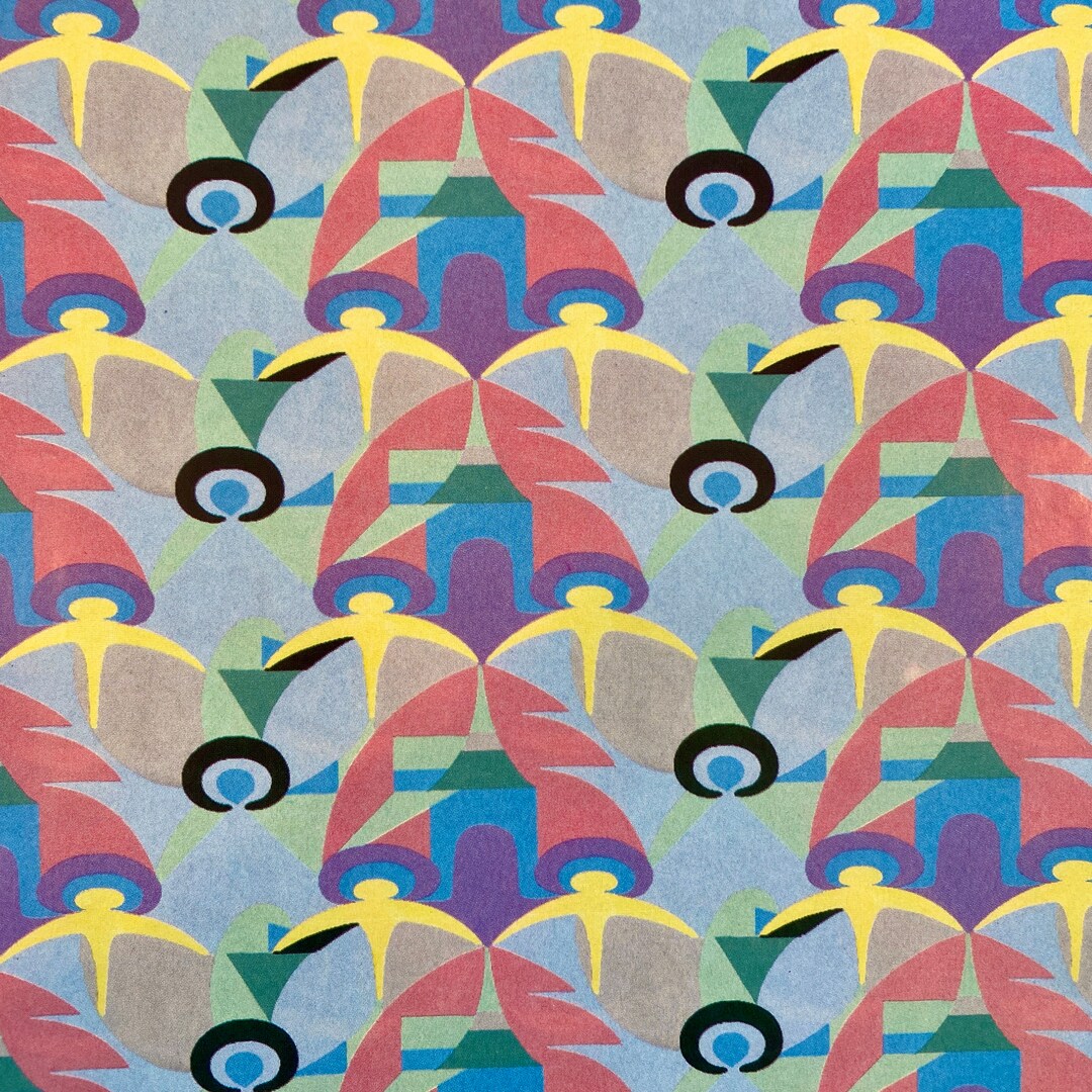 Decoupage, Art Deco Design, Blue Flowers on Black Grid, Decorative