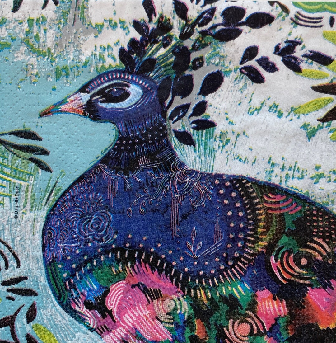 Peacock Napkins Decoupage Napkins Floral Paper Napkins Etsy