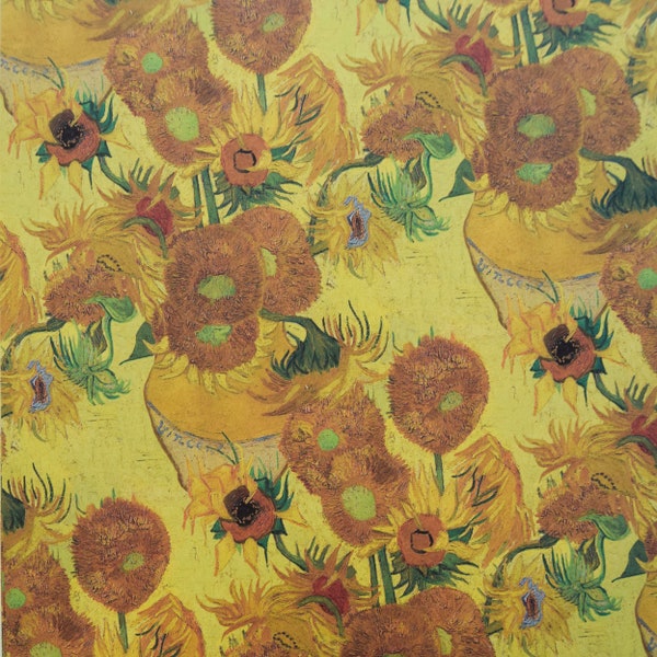 Sun Flowers in Yellow Vase, Van Gogh Paper, Scrapbook, Collage Paper, Gift Wrap, Journal Paper, Floral Paper, Decorative Paper, 2 Sheets