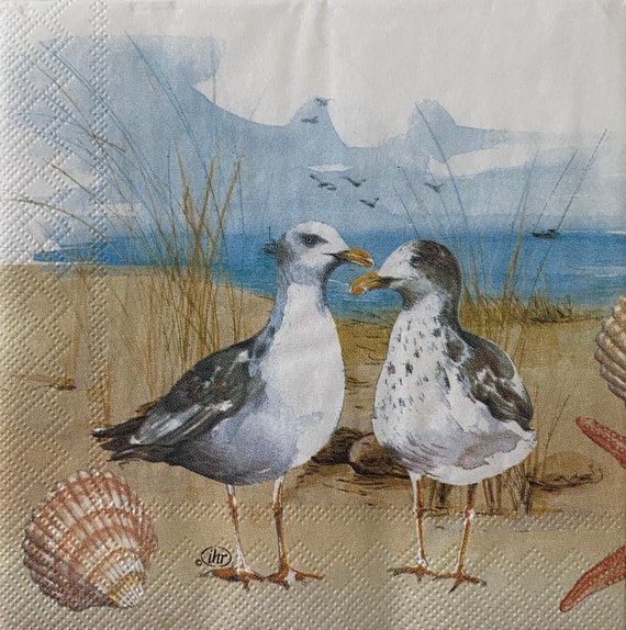 Sea Bird Napkin, Ocean Seagulls, Bird Paper Napkins, Decorative Napkins, Decoupage  Napkins, Collage, Paper Crafts, 3 Decoupage Napkins -  Israel