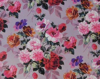 Vintage French Floral Decoupage Paper: Pink Roses on Grey (2 Sheets)