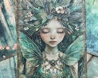 Forest Fairy Paper Pack: Green Scrapbook Paper, Card Making (6x4")