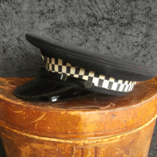 Metropolitan police cap, vintage english police uniform, retro clothes, fancy dress