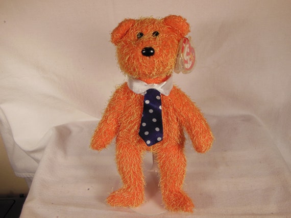 Vintage Ty Beanie Babies Pappa Wearing A Blue And White Tie