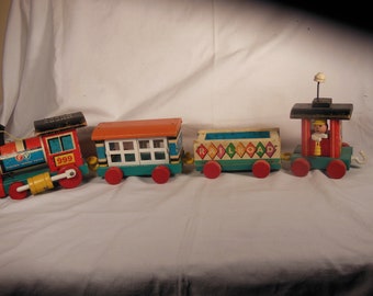 Vintage Fisher Price Huffy Puffy Train-# 999-4 Pieces-1963