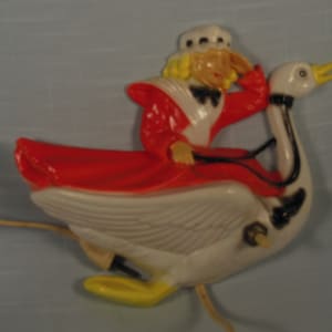 Vintage-1950s-Mother Goose- Plastic-Nursery Night Light-Works Great-So Cute