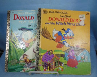 Vintage-walt Disney-2 Donald Duck-little Golden Books-the Witch
