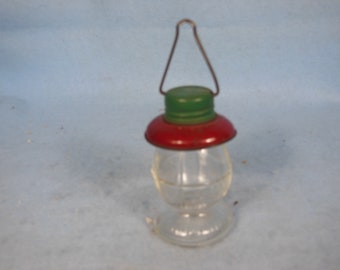 Vintage -Eisenbahn Laterne-Glas Candy Container-Leer