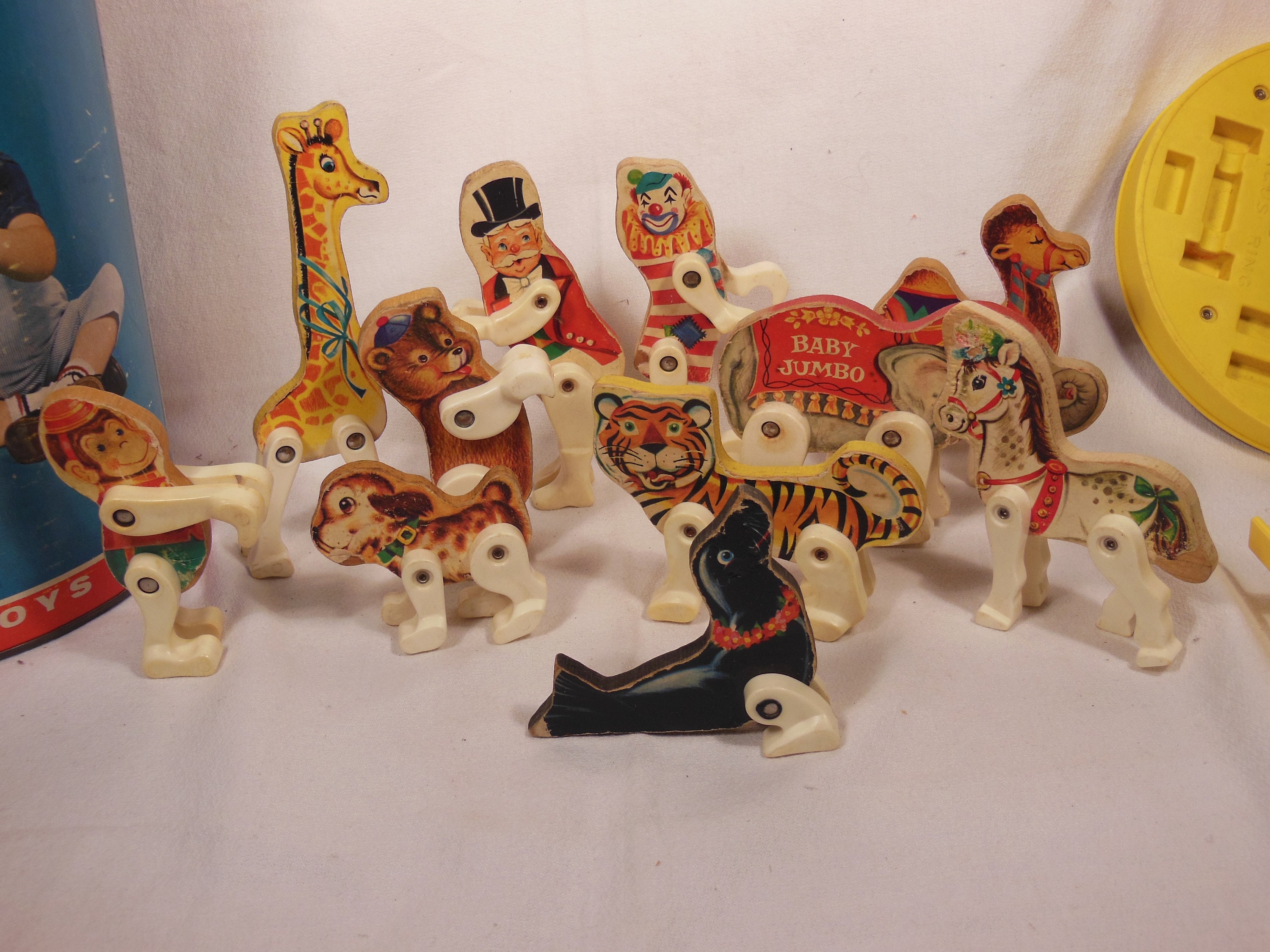 Vintage Fisher Price Junior Circus 902 Animal wood part Tiger Big Cat Feline toy 