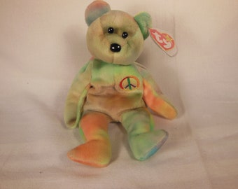 Vintage-1996--Peace Bear- Ty Beanie Baby--
