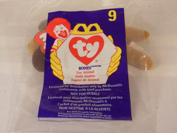 McDonald’s ~ Ty Teenie Beanie Babies ~ 1998 ~ #9 ~ Bones ~ New 