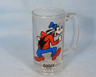 Vintage-Walt Disney- Goofy Clear Glass Mug